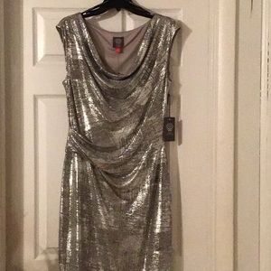 Vince Camuto - Metallic Silver Sheath Dress